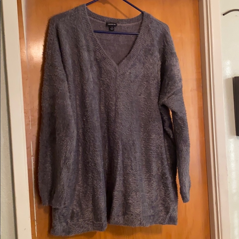 Torrid brand size 1 Grey Fuzzy Tunic Sweater